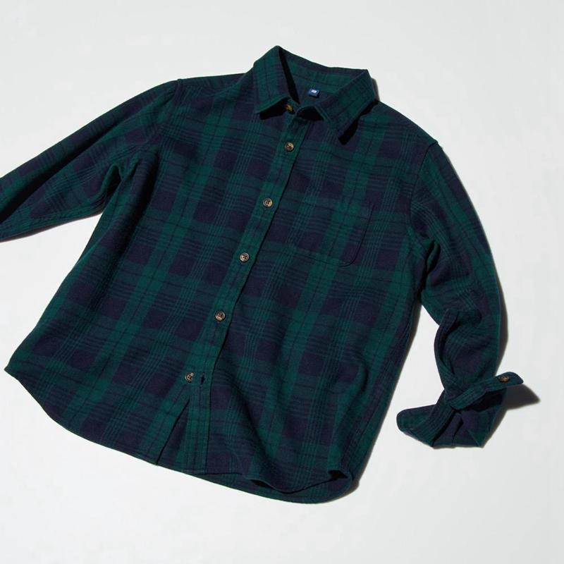 Uniqlo Flannel (Check) Kids' Shirts Dark Green  US |  FTIH-40839