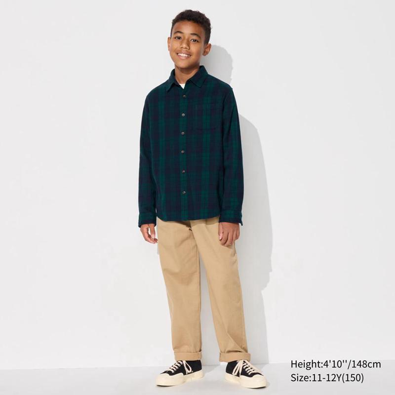 Uniqlo Flannel (Check) Kids' Shirts Dark Green  US |  FTIH-40839