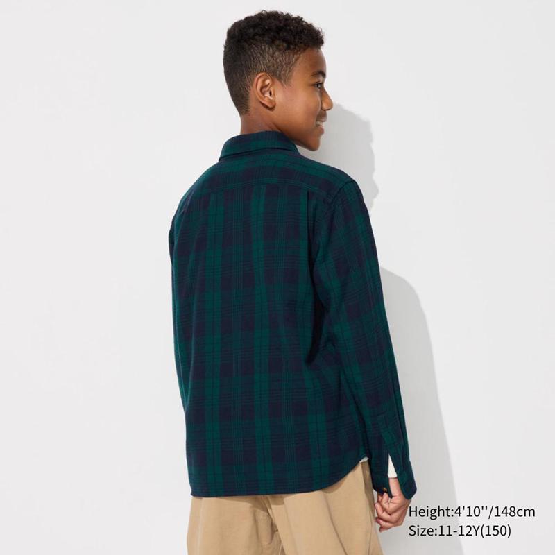 Uniqlo Flannel (Check) Kids' Shirts Dark Green  US |  FTIH-40839