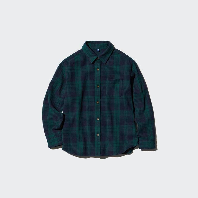 Uniqlo Flannel (Check) Kids' Shirts Dark Green  US |  FTIH-40839