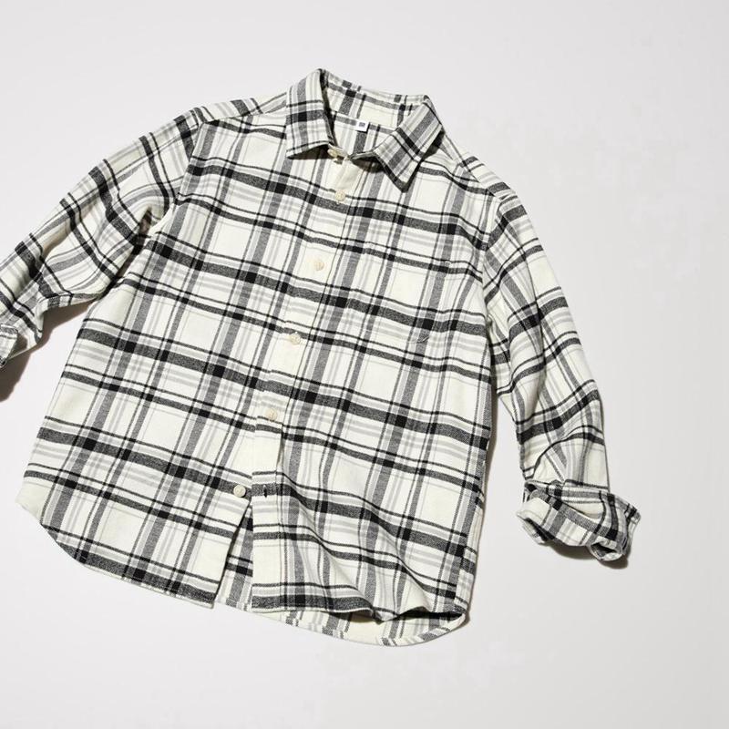 Uniqlo Flannel (Check) Kids' Shirts Off White  US |  MXFS-93154