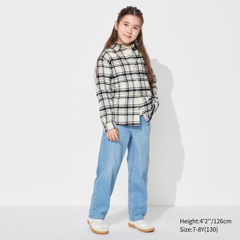 Uniqlo Flannel (Check) Kids' Shirts Off White  US |  MXFS-93154