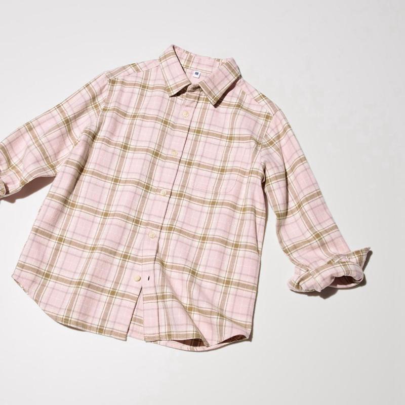 Uniqlo Flannel (Check) Kids' Shirts Pink  US |  AKCH-65137