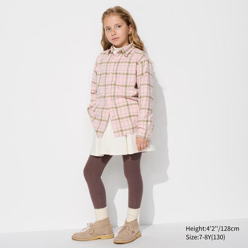 Uniqlo Flannel (Check) Kids' Shirts Pink  US |  AKCH-65137