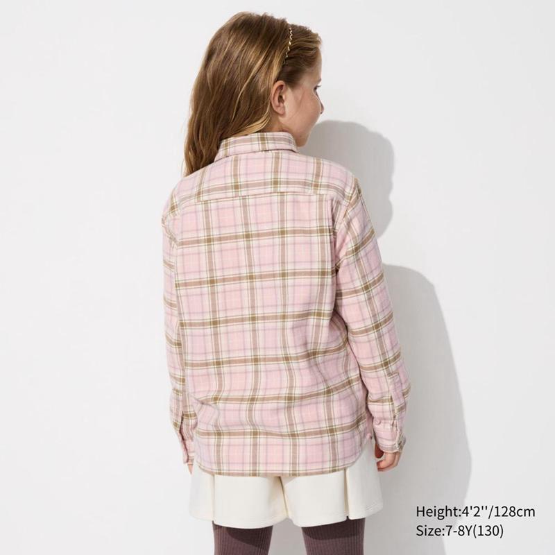 Uniqlo Flannel (Check) Kids' Shirts Pink  US |  AKCH-65137