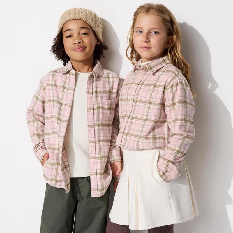 Uniqlo Flannel (Check) Kids\' Shirts Pink  US |  XZJK-31958