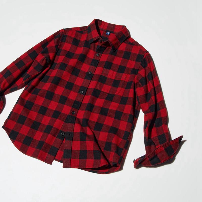 Uniqlo Flannel (Check) Kids' Shirts Red  US |  ZEOC-93780