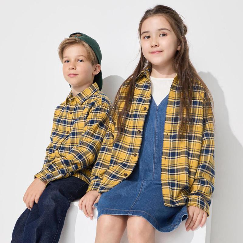 Uniqlo Flannel (Check) Kids\' Shirts Yellow  US |  XQCS-93721