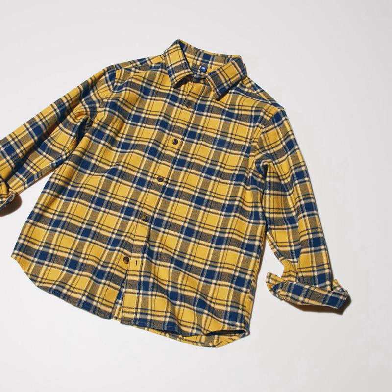 Uniqlo Flannel (Check) Kids' Shirts Yellow  US |  SQMI-87903