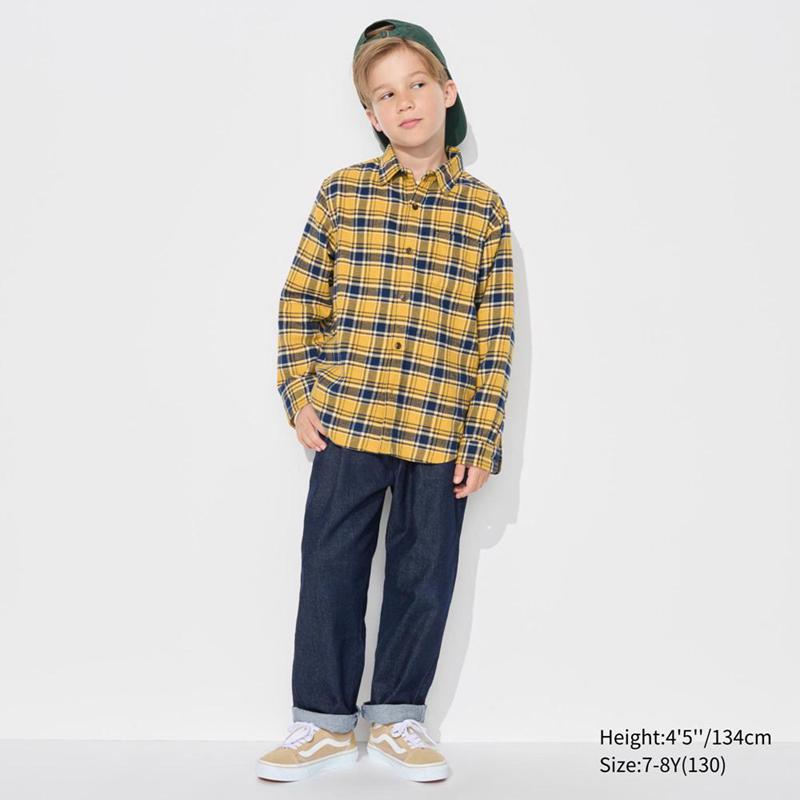 Uniqlo Flannel (Check) Kids' Shirts Yellow  US |  SQMI-87903