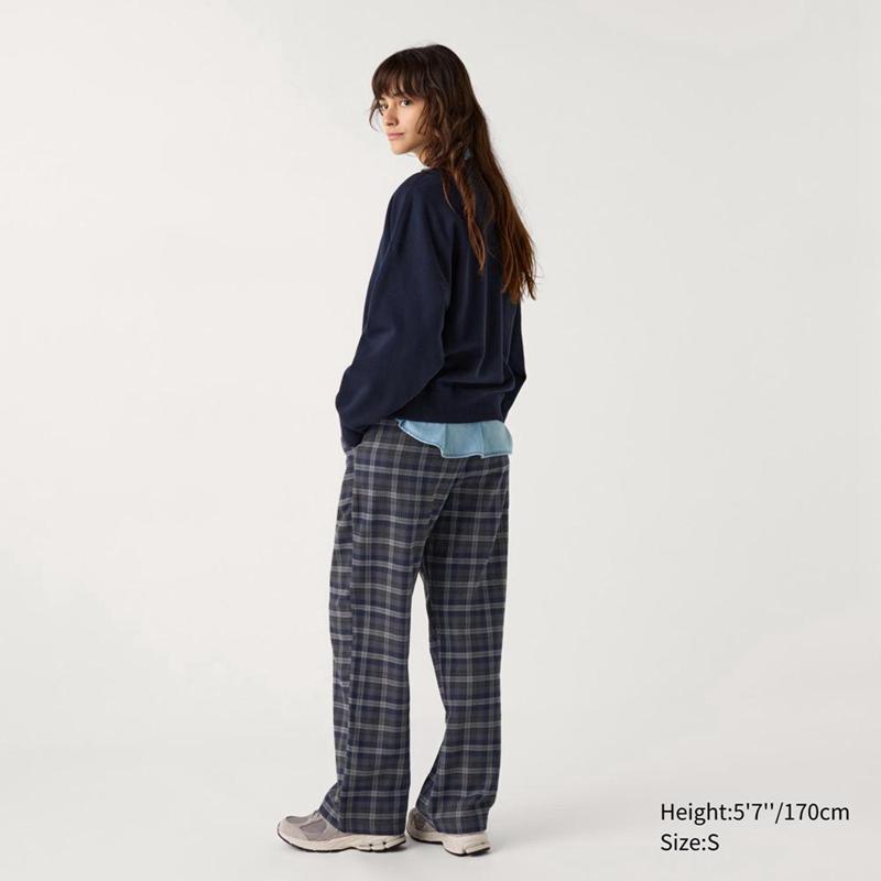 Uniqlo Flannel (Check) Women Trousers Grey  US |  BVXG-15639