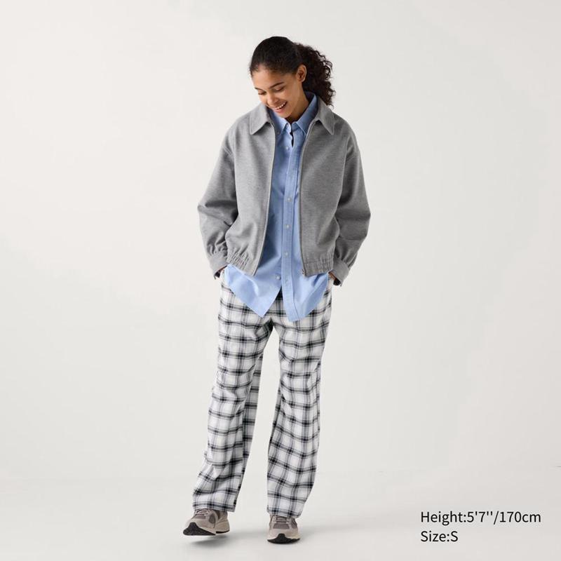 Uniqlo Flannel (Check) Women Trousers Off White  US |  SUEC-19376