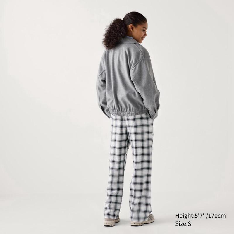 Uniqlo Flannel (Check) Women Trousers Off White  US |  FZCD-27895