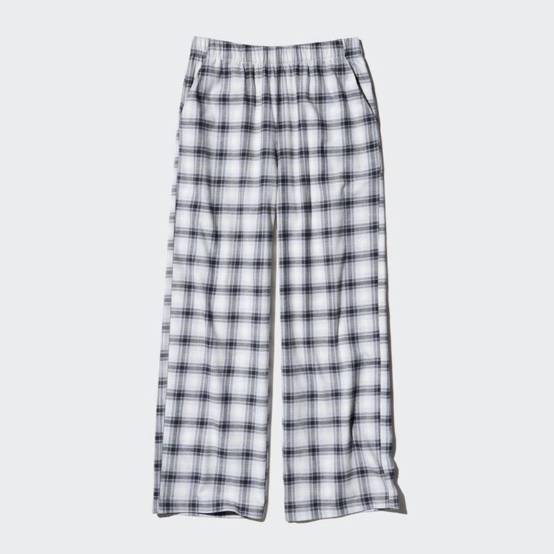 Uniqlo Flannel (Check) Women Trousers Off White  US |  FZCD-27895