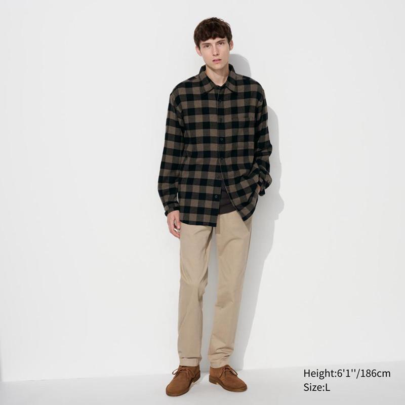 Uniqlo Flannel (Regular Collar, Check) Men Shirts Red  US |  DHRS-18059