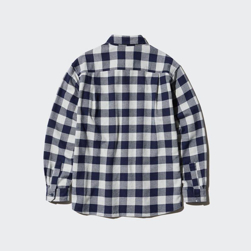 Uniqlo Flannel (Regular Collar, Check) Men Shirts Grey  US |  YFEU-69134