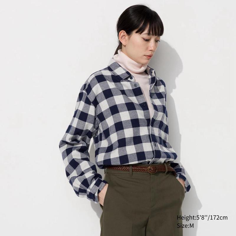 Uniqlo Flannel (Regular Collar, Check) Men Shirts Grey  US |  KUZV-59817