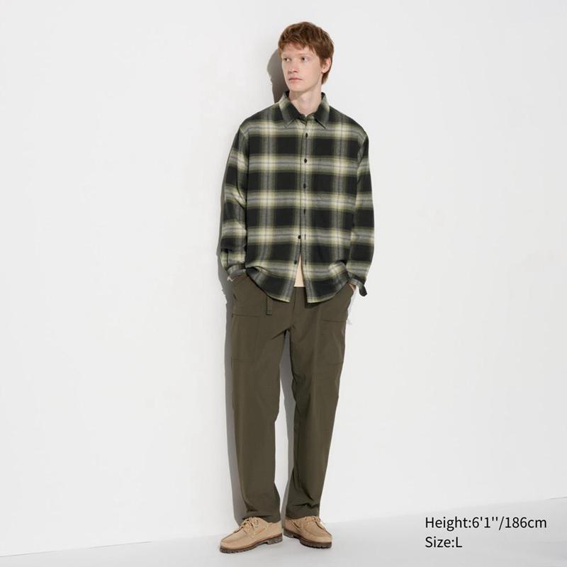 Uniqlo Flannel (Regular Collar, Check) Men Shirts Green  US |  JHUX-48720