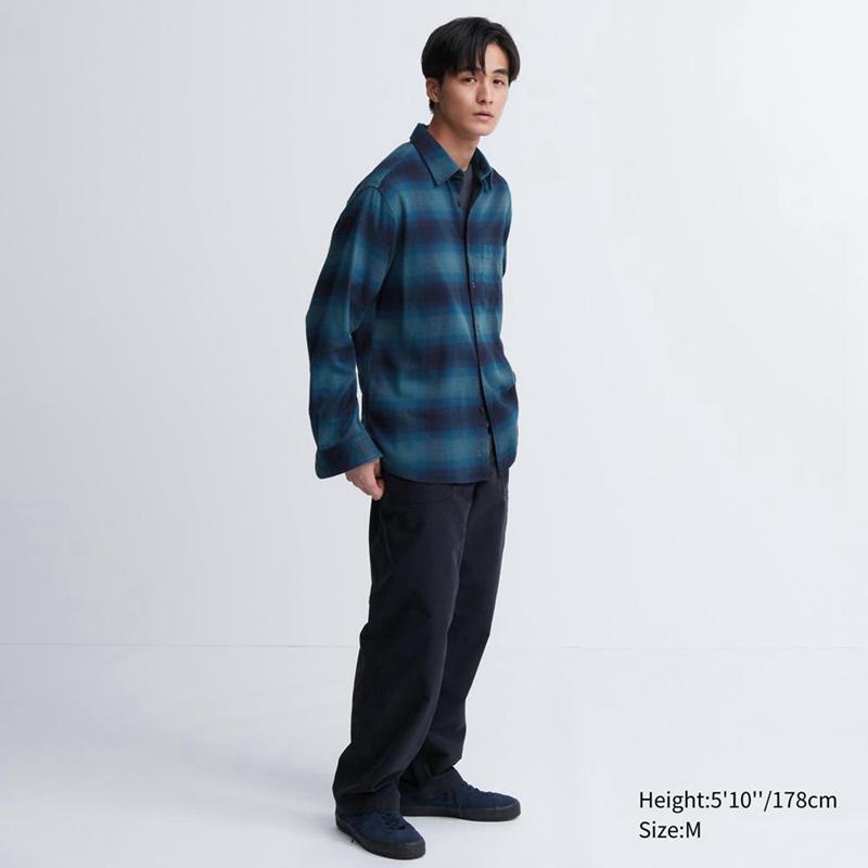 Uniqlo Flannel Regular Fit (Check, Regular Collar) Men Shirts Black  US |  SHOT-61375