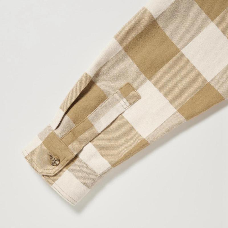 Uniqlo Flannel Regular Fit (Check, Regular Collar) Men Shirts Beige  US |  QRFW-04915