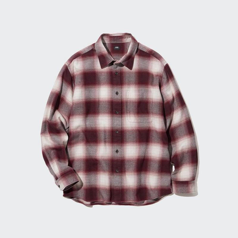 Uniqlo Flannel Regular Fit (Check, Regular Collar) Men Shirts Red  US |  BGXW-58129