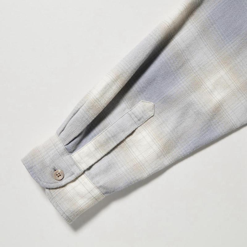 Uniqlo Flannel Regular Fit (Check, Regular Collar) Men Shirts Grey  US |  ZYQC-10984