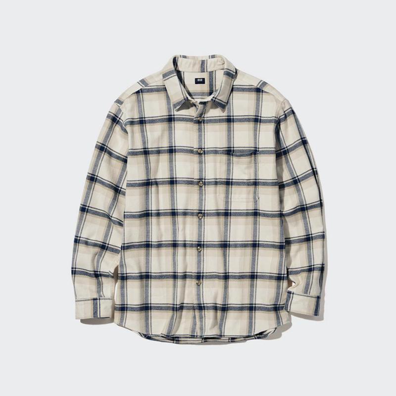 Uniqlo Flannel Regular Fit (Check, Regular Collar) Men Shirts Olive  US |  OCMH-78230