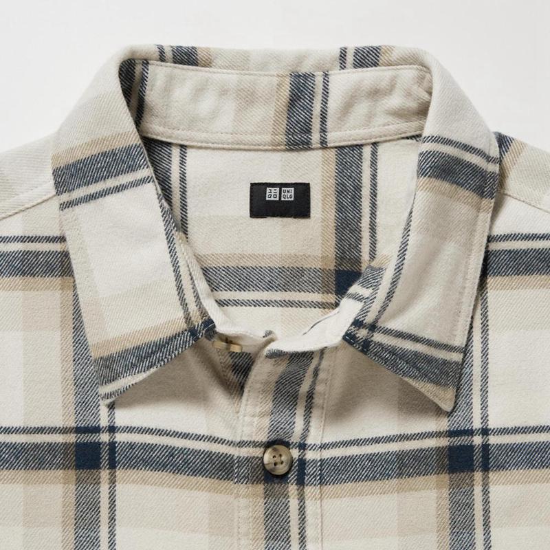 Uniqlo Flannel Regular Fit (Check, Regular Collar) Men Shirts Olive  US |  OCMH-78230