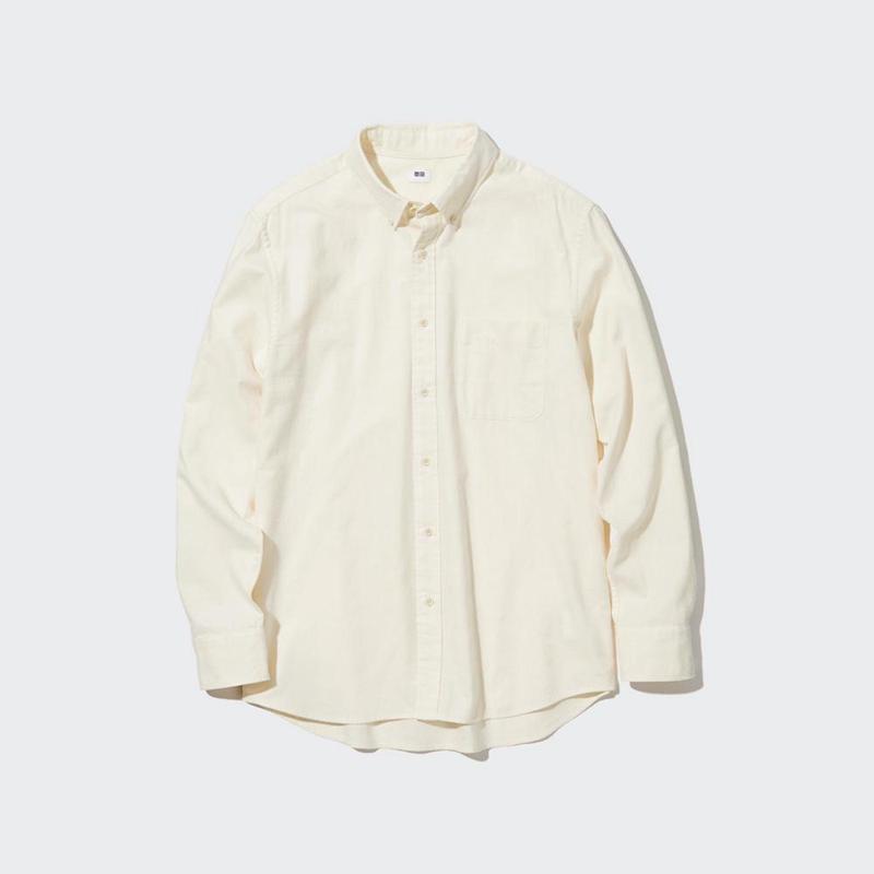 Uniqlo Flannel Regular Fit (Regular Collar) Men Shirts Off White  US |  TCXE-96823