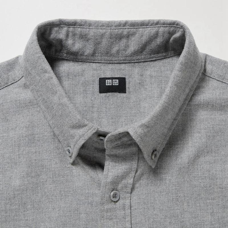 Uniqlo Flannel Regular Fit (Regular Collar) Men Shirts Grey  US |  ZBEF-95078