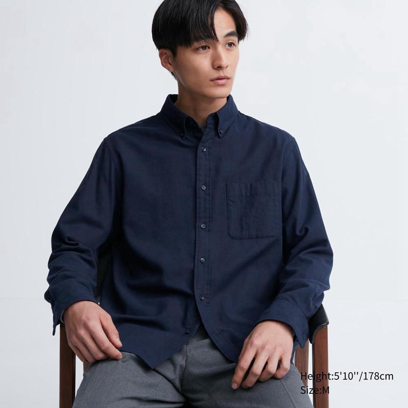 Uniqlo Flannel Regular Fit (Regular Collar) Men Shirts Navy  US |  QVTX-52980