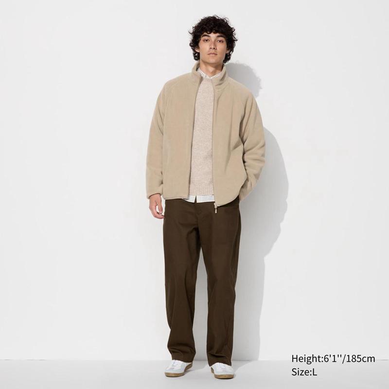 Uniqlo Fleece Full-Zip Men Jackets Beige  US |  GTFO-82091