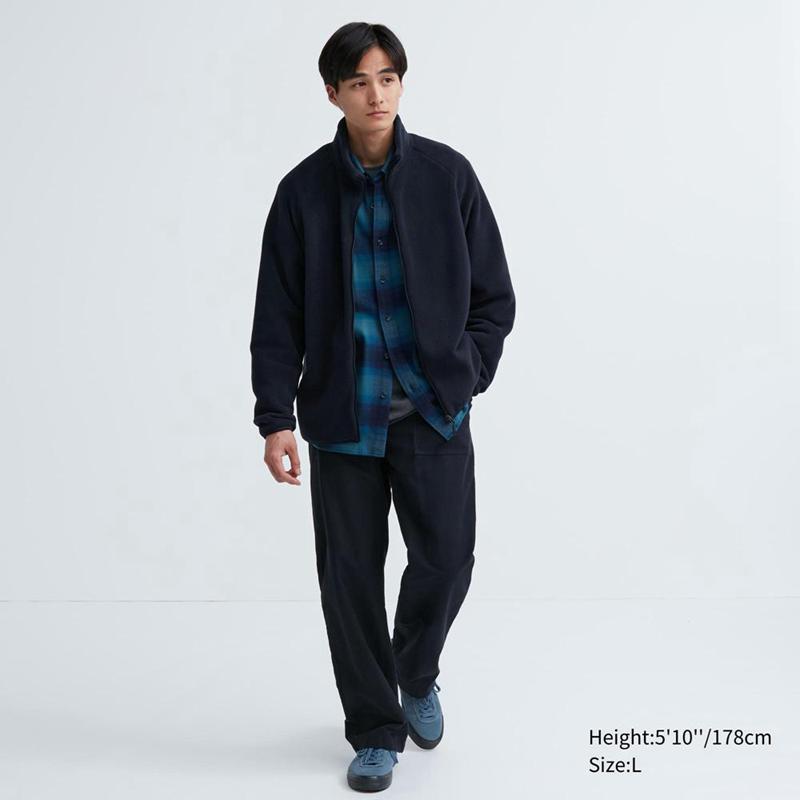 Uniqlo Fleece Full-Zip Men Jackets Black  US |  ILTQ-42310