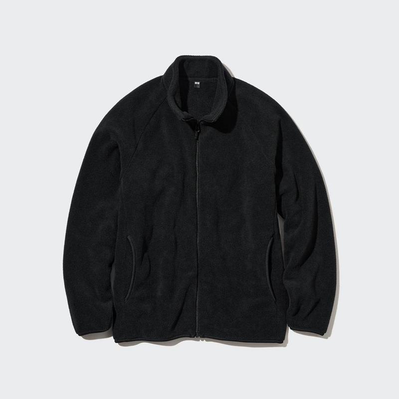 Uniqlo Fleece Full-Zip Men Jackets Black  US |  IDMO-60758