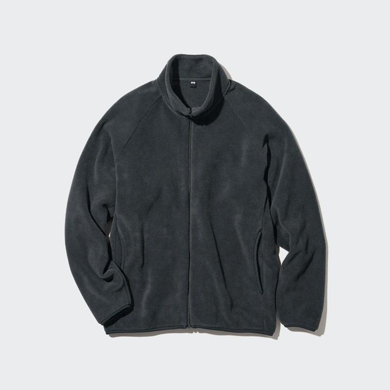 Uniqlo Fleece Full-Zip Men Jackets Dark Grey  US |  NLQW-52731