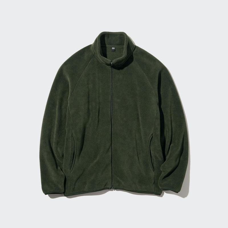 Uniqlo Fleece Full-Zip Men Jackets Olive  US |  YFTU-35680