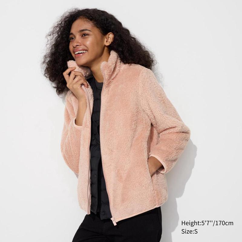 Uniqlo Fluffy Fleece Full-Zip Women Jackets Pink  US |  PCNF-20715