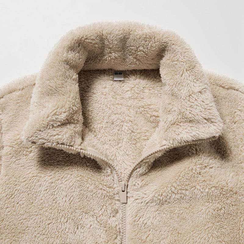 Uniqlo Fluffy Fleece Zipped Women Jackets Natural  US |  ISNY-53892