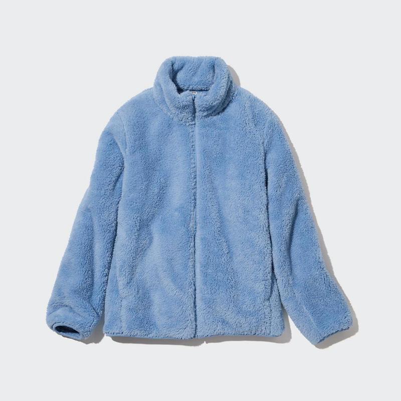 Uniqlo Fluffy Fleece Zipped Women Jackets Blue  US |  OWCS-78015