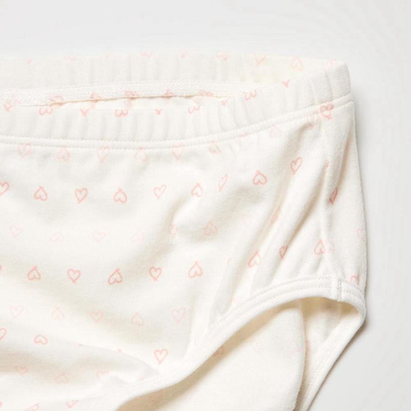 Uniqlo Girls Cotton Stretch (Hearts, 3 Pairs) Kids' Briefs Pink  US |  EIPK-39167