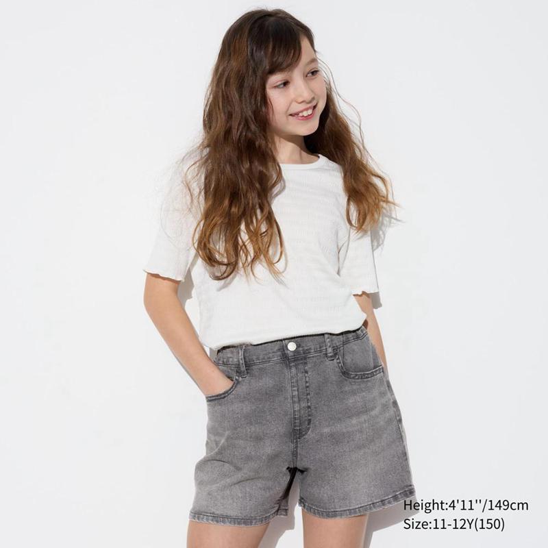 Uniqlo Girls Denim Kids\' Shorts Grey  US |  VTQD-06978