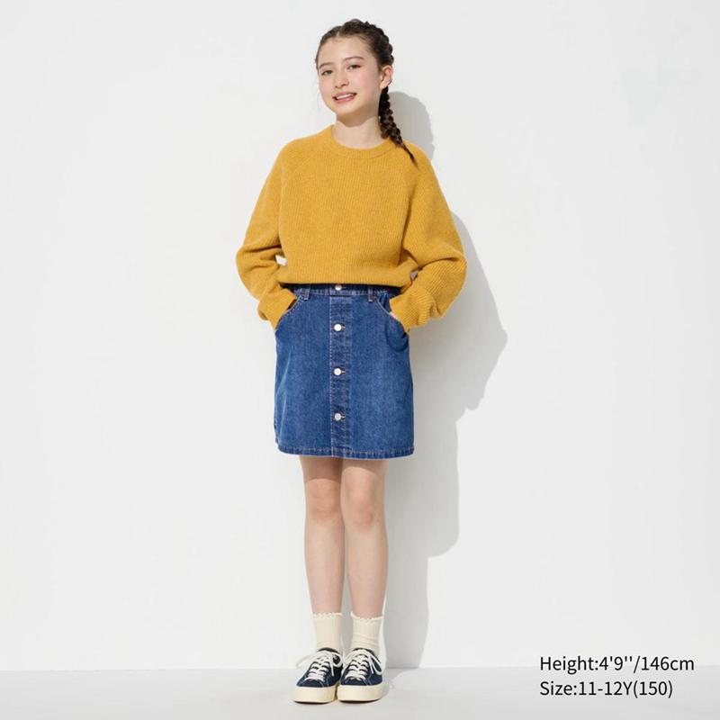 Uniqlo Girls Denim Mini Kids' Skorts Blue  US |  KEHD-57102