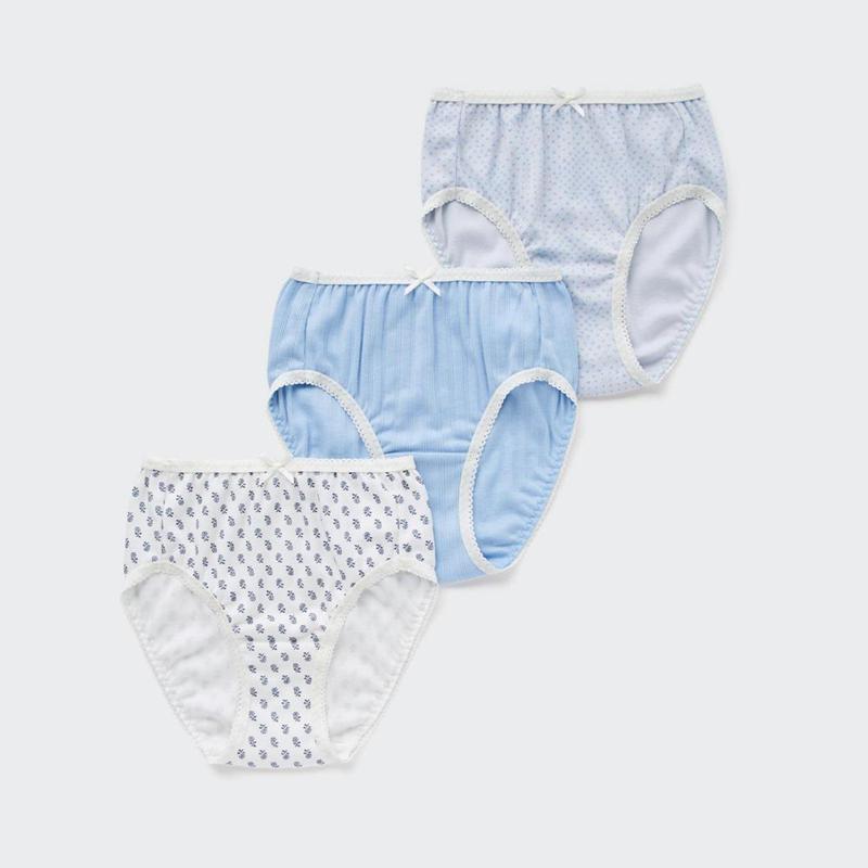 Uniqlo Girls (Flowers, 3 Pairs) Kids\' Briefs Light Blue  US |  ZIDR-21834