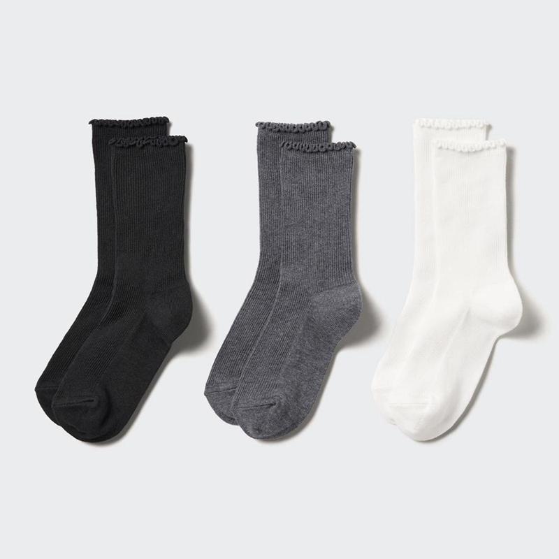 Uniqlo Girls (Frill, 3 Pairs) Kids\' Socks Black  US |  TEHP-40293