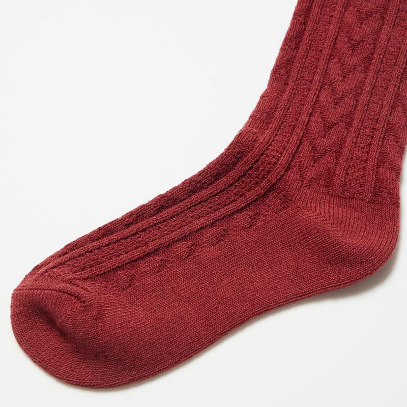 Uniqlo Girls HEATTECH (Cable, 2 Pairs) Kids' Socks Red  US |  EMRF-86057