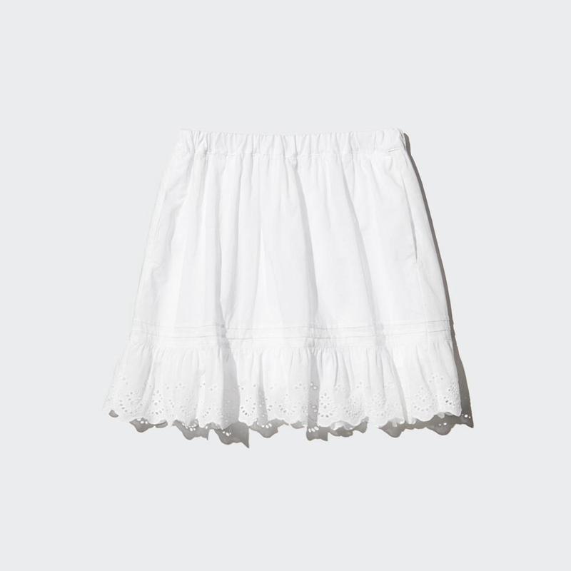 Uniqlo Girls Mini (Embroidered) Kids' Skorts White  US |  ZRYM-61729