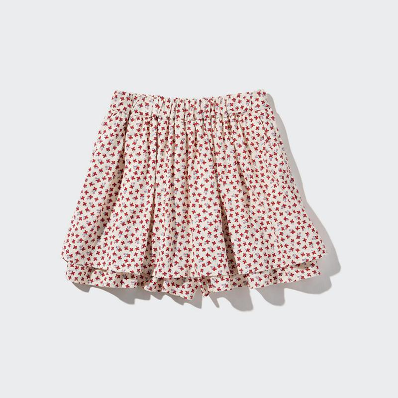 Uniqlo Girls Rayon Mini (Flowers) Kids' Skorts Green  US |  FKLC-26370