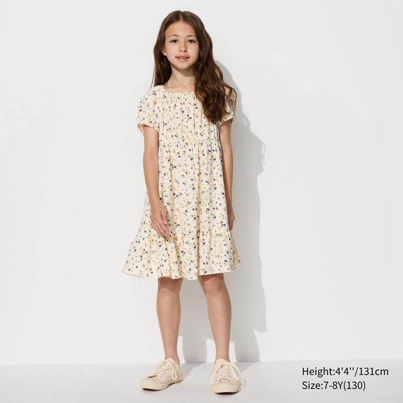 Uniqlo Girls Shirring Printed Kids' Dress Navy  US |  DCHO-80417