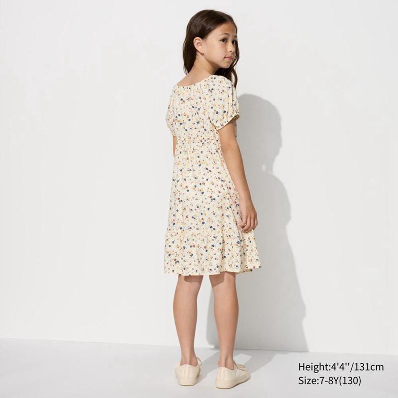 Uniqlo Girls Shirring Printed Kids' Dress Navy  US |  DCHO-80417