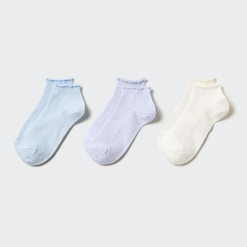 Uniqlo Girls Short (Frill, 3 Pairs) Kids\' Socks Light Blue  US |  WTRY-95206